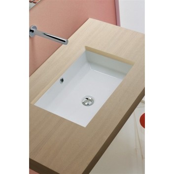 Umywalka wpuszczana w blat Scarabeo Gaia-Tech-Miky 87,5x39,5 cm, z przelewem, bez otworu na baterie, biała- sanitbuy.pl