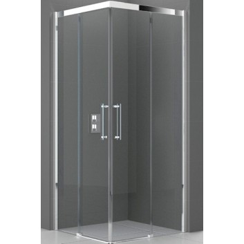 Kabina prysznicowa Novellini Rose Rosse A 82-85x200 cm narożna , profil srebrny, szkło przeźroczyste- sanitbuy.pl