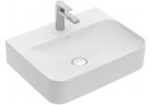 Umywalka ścienna prostokątna Villeroy&Boch Finion 600x470 mm z przelewem Weiss Alpin CeramicPlus możliwy montaż armatury 3-otworowej, szlifowany spód