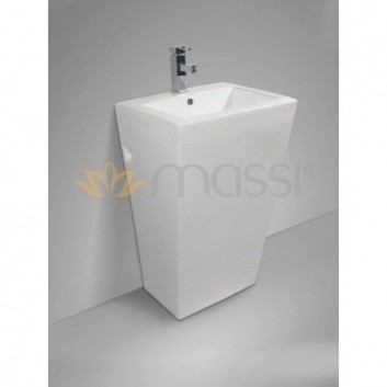 Umywalka wolnostojąca Massi Braga 46x49x83 cm, z otworem na baterię, z przelewem biała - sanitbuy.pl