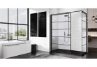 Ścianka - Walk-in Novellini Kuadra H Black 160 cm, profil czarny, szkło przezroczyste, wzór pasy