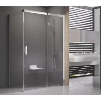 Drzwi prysznicowe Ravak Matrix MSDPS-100/100 L ze ścianką boczną satyna + transparent - sanitbuy.pl