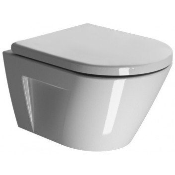 Miska WC GSI Kube 55x36cm wisząca bezrantowa z deską wolnoopadającą + zestaw mocujący, biała- sanitbuy.pl