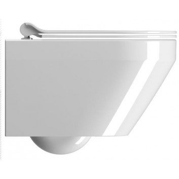 Miska WC GSI Norm 55x36cm wisząca bezrantowa z deską wolnoopadającą + zestaw mocujący, biała- sanitbuy.pl