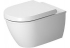 Miska wisząca Duravit Darling New Rimless, bezrantowa wraz z deską wolnoopadającą szeroką, 37x54 cm, biała