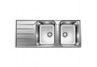 Zlewozmywak stalowy 2-komorowy Blanco Lemis 8 S-IF 116x50 cm z ociekaczem, stal polerowana 