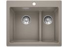 Zlew konglomeratowy Pleon 5 Split Blanco Silgranit 615x510 mm 2x korek InFino z sitkiem, tartufo