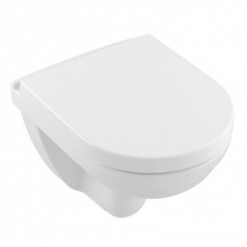 Toaleta WC podwieszana Villeroy & Boch O.Novo Compact 36x49 cm lejowa DirectFlush bez kołnierza wewnętrznego z powłoką CeramicPlus, biała Weiss Alpin 5688R0R1- sanitbuy.pl