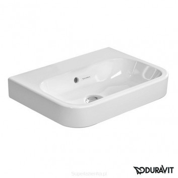 Umywalka nablatowa Duravit Happy D, 600x460, bez otworu na baterię, biały