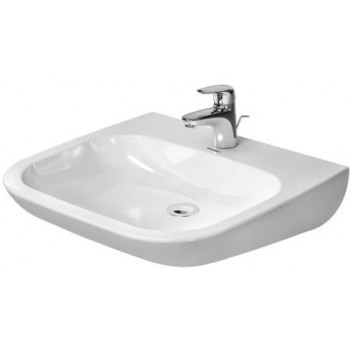 Umywalka ścienna Duravit D-Code Vital, 60x56cm, otwór pod baterię, z przelewem, biała