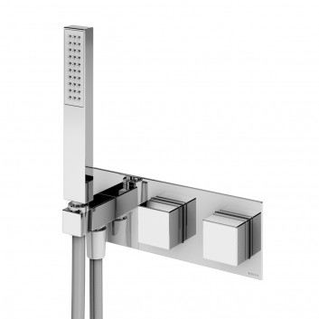 Bateria natryskowa Bruma Adamastor, podtynkowa, 2 wyjścia wody, zestaw natryskowy, chrom