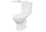 Kompakt WC Cersanit Arteco CleanOn, bezkołnierzowa miska, 66,5x36cm, polipropylenowa deska wolnoopadająca, odpływ poziomy, doprowadzenie wody z boku, biały