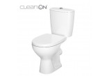 Kompakt WC Cersanit Arteco CleanOn, bezkołnierzowa miska, 66,5x36cm, duroplastowa deska wolnoopadająca, odpływ poziomy, doprowadzenie wody z dołu, biały