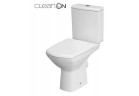 Kompakt WC Cersanit Carina CleanOn, 64,5x35,5cm, miska bezkołnierzowa, deska duroplastowa wolnoopadająca, odpływ poziomy, biały