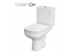 Kompakt WC Cersanit City CleanOn, 67x37,5cm, miska bezkołnierzowa, deska slim duroplastowa wolnoopadająca, odpływ poziomy, doprowadzenie wody od boku, biały