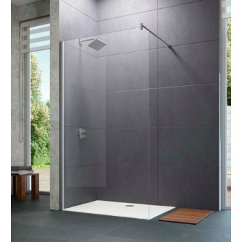 Ścianka walk-in Huppe Design Pure, 750mm, stabilizator skośny, Anti-Plaque, profil srebrny matowy