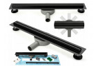 Odpływ liniowy Rea Neo Slim Pro Black, 80 cm, z syfonem, nóżkami i mankietem uszczelniającym, czarny