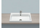 Umywalka nablatowa Alape Stream SR-Series, prostokątna, 650x472mm, z przelewem, otwór na baterię, AB.SR650H, biała