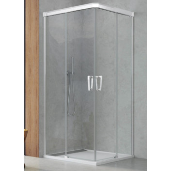 Drzwi prysznicowe SanSwiss Cadura CAE2, lewe, 900x2000mm, szkło przezroczyste, rozsuwane, profil srebrny połysk