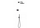 Elektroniczny zestaw prysznicowy Tres Shower Technology, podtynkowy, termostatyczny, deszczownica 300mm, czarny mat 