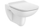 Miska podwieszana WC Roca Debba Rimless Square, 54x35,5cm, bez kołnierza, z deską slim wolnoopadającą duroplast, biała