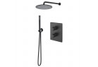 Zestaw natryskowy Vicario, podtynkowy, bateria termostatyczna, deszczownica 30cm, czarny mat