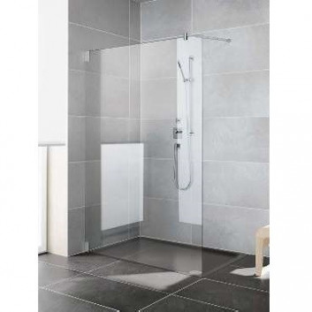 Ścianka prysznicowa Kermi PASA WALK-IN 120cm z podporą ścienną - srebro matowe