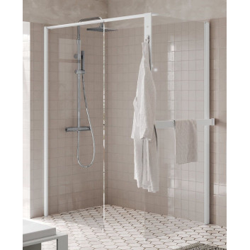 Ścianka prysznicowa Walk-In Novellini Kaudra HF, 154cm, z półką, profil czarny mat