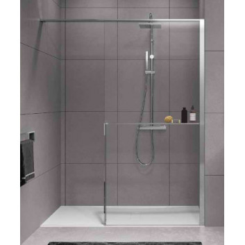 Kabina prysznicowa Walk-In Novellini Kaudra H+H Frame, 180x100cm, wersja lewa, z półką, profil czarny mat