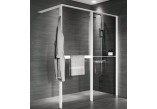 Ścianka prysznicowa Walk-In Novellini Kaudra HWZ2 Frame, 150x200cm, wersja prawa, z wieszakiem na ręcznik i półką, profil czarny mat