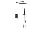 Zestaw prysznicowy Besco Varium / Modern II, podtynkowy, 2 wyjścia wody, deszczownica ultraslim, czarny mat