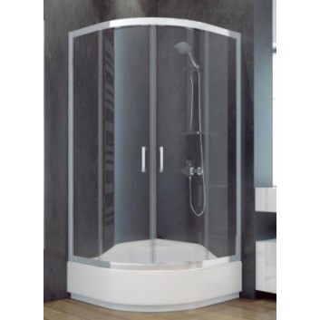 Kabina prysznicowa półokrągła Besco Modern 185, 80x80cm, szkło przejrzyste, profil chrom