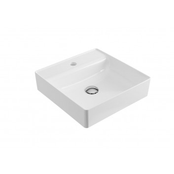 Umywalka nablatowa Excellent Rima 2.0, 40x40cm, kwadratowa, bez przelewu, otwór na baterię, biała