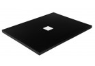 Brodzik prostokątny Besco Nox Ultraslim, 100x80cm, biała kratka maskująca, konglomeratowy, czarny