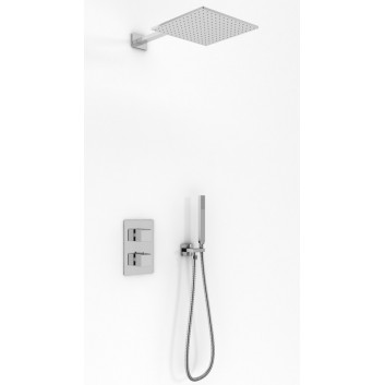 Zestaw prysznicowy Kohlman Excelent, podtynkowy, kwadratowa deszczownica 25cm, 2 wyjścia wody, chrom