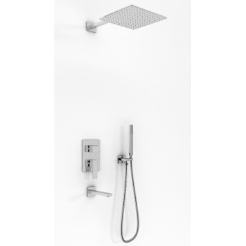 Zestaw prysznicowy Kohlman Excelent, podtynkowy, kwadratowa deszczownica 25cm, 2 wyjścia wody, chrom