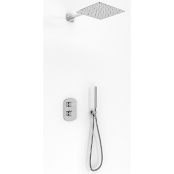 Zestaw prysznicowy Kohlman Foxal, podtynkowy, bateria termostatyczna, okrągła deszczownica 20cm, 2 wyjścia wody, chrom