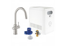 Zestaw Grohe Blue Professional, jednostka chłodząca z baterią w kształcie C, do wody gazowanej, wyciągana i obracana wylewka, stal nierdzewna
