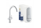 Zestaw startowy Grohe Blue Home, jednostka chłodząca z baterią w kształcie C, do wody gazowanej, obracana wylewka, chrom 