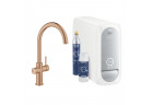 Zestaw startowy Grohe Blue Home, jednostka chłodząca z baterią w kształcie C, do wody gazowanej, obracana wylewka, brushed warm sunset