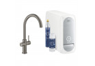 Zestaw startowy Grohe Blue Home, jednostka chłodząca z baterią w kształcie C, do wody gazowanej, obracana wylewka, brushed hard graphite