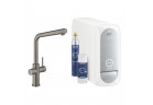 Zestaw startowy Grohe Blue Home, jednostka chłodząca z baterią w kształcie L, do wody gazowanej, obracana wylewka, brushed hard graphite