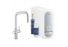Zestaw startowy Grohe Blue Home, jednostka chłodząca z baterią w kształcie U, do wody gazowanej, wyciągana i obracana wylewka, chrom 