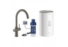Zestaw Grohe Red Duo z baterią kuchenną w kształcie C oraz bojlerem w rozmiarze M, obracana wylewka, brushed hard graphite