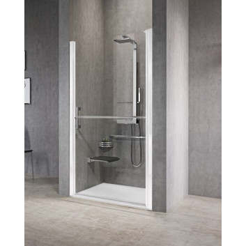Drzwi prysznicowe prawe Novellini Young 2.0 2GS, składane, 120cm, szkło przejrzyste, profil chrom