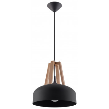 Lampa wisząca Sollux Ligthing Casco, 30cm, E27 1x60W, czarny/drewno bielone