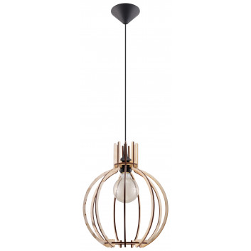 Lampa wisząca Sollux Ligthing Casco, 30cm, E27 1x60W, czarny/drewno naturalne