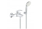 Bateria wannowa Grohe Eurosmart, natynkowa, wylewka 161mm, z zestawem natryskowym, chrom