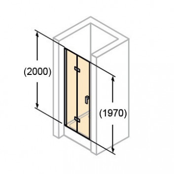 Drzwi Huppe Design Pure skrzydłowe składane, szer. 80 cm, wys. 200 cm, Black Edition, szkło przeźroczyste z Anti Plaque