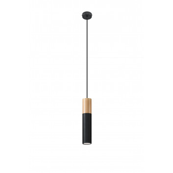 Lampa wisząca Sollux Ligthing Pablo, 8cm, GU10 1x40W, biały/naturalne drewno